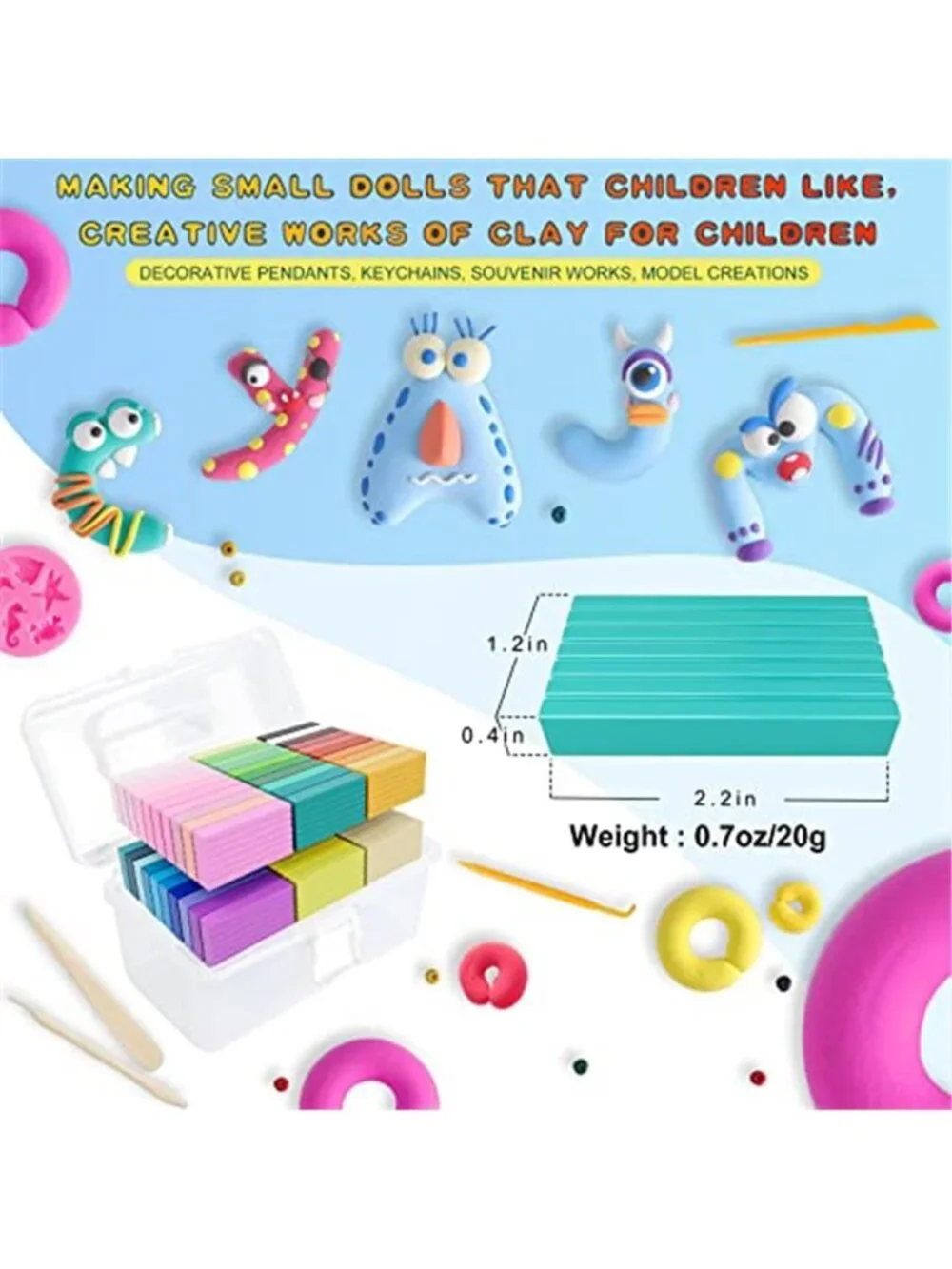 New Polymer Clay 60 Colors, Modeling Clay for Kids Oven Baked Model Clay